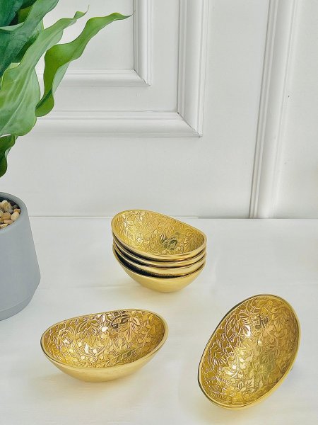 طقم 6 صحن مكسرات مجور نحاس هندي