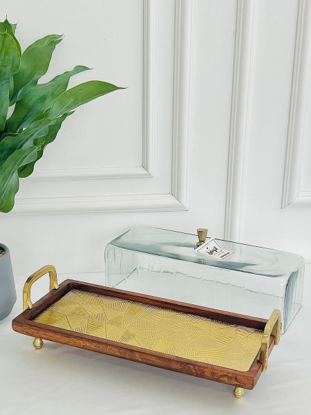 جاط ضيافة حجم كبير خشب ونحاس هندي