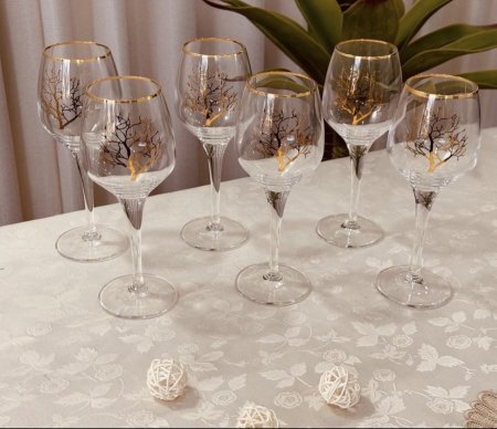 طقم 6 كاسات شراب كعب طويل