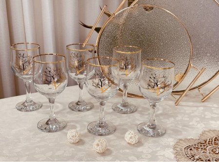 طقم 6 كاسات شراب شجرة كعب