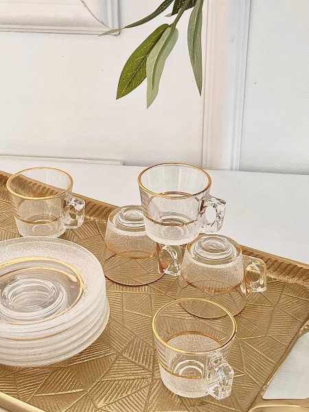 طقم 6 فنجان شاي كريستال ميرانو