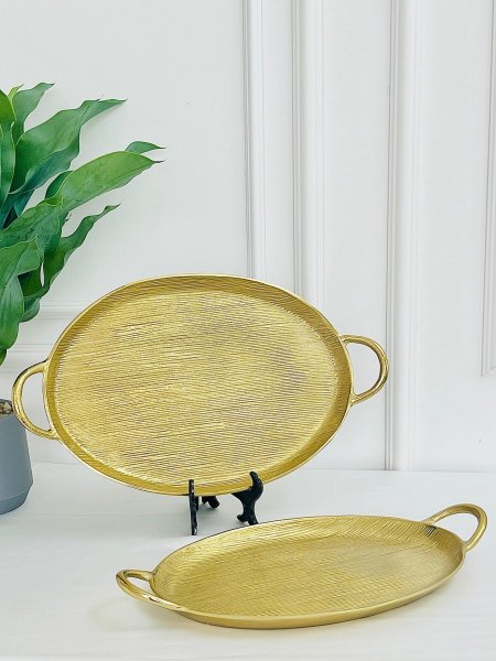 طقم 2 صنية نحاس بيضاوي