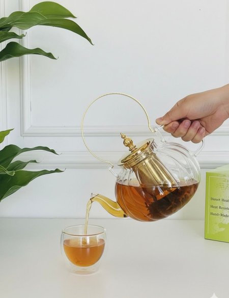 ابريق شاي زجاج استخدام على الغاز حجم 1.5 لتر