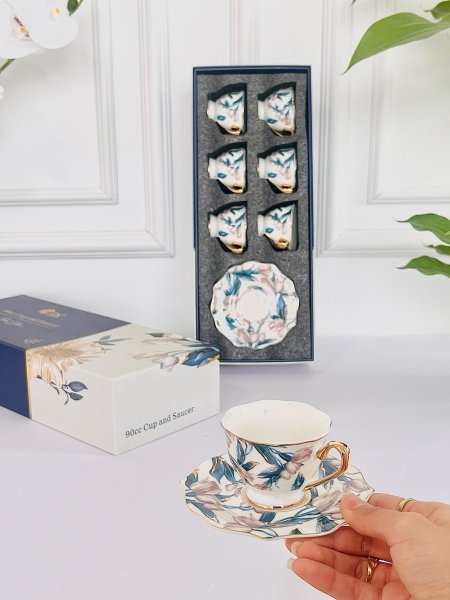 طقم 6 فنجان قهوة مذهب مورد