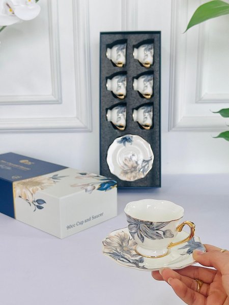 طقم 6 فنجان قهوة مذهب مورد