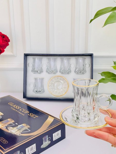 طقم كاسات شاي 6+6 صحن