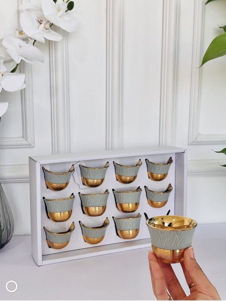 طقم 12 الفنجان ساده قاع معدن