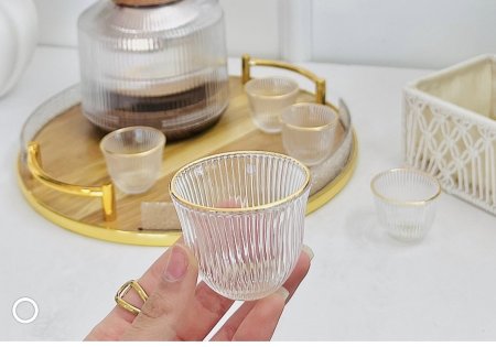 طقم 12 الفنجان ساده اطار مذهب