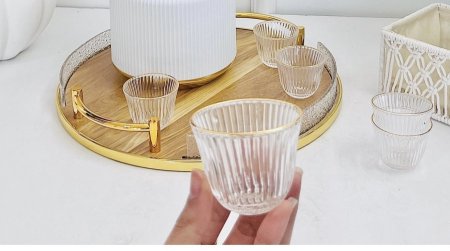 طقم 12 الفنجان ساده اطار مذهب