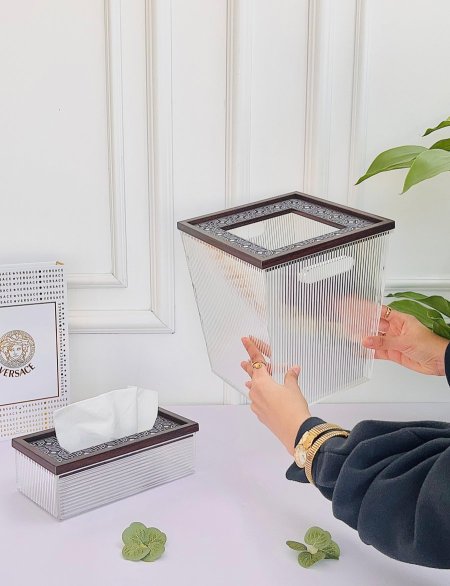 سله وعلبة محارم خشب