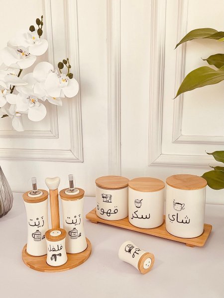 طقم سكريات + طقم زيت وممالح