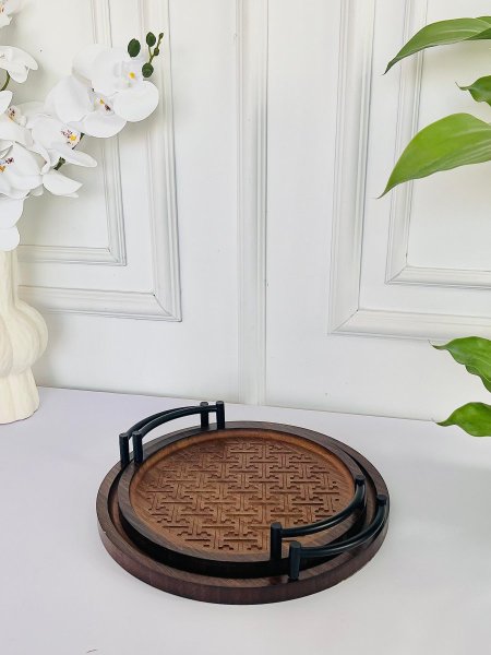 طقم 2 صنية خشب