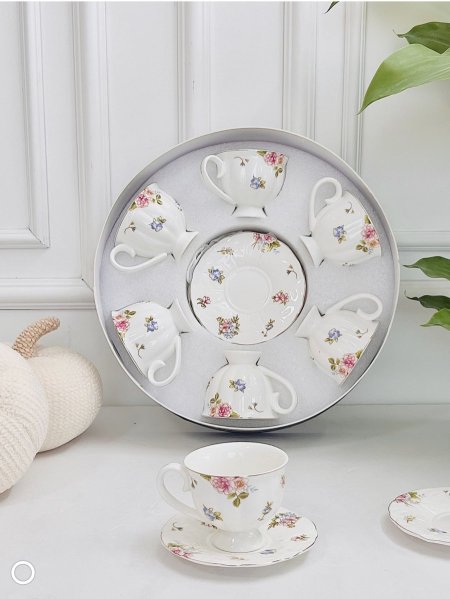 طقم 6 فنجان شاي كعب مورد