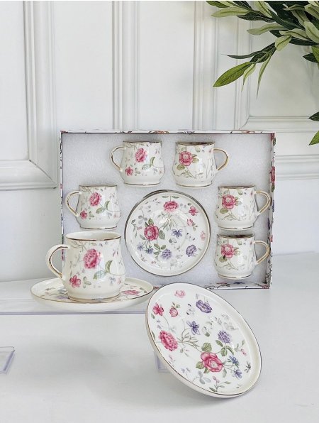 طقم 6 فنجان قهوة كلاسيك مورد