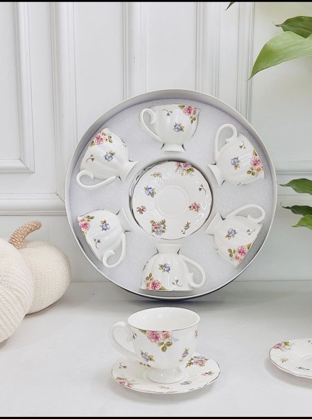 طقم 6 فنجان قهوة كعب مورد