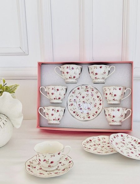 طقم 6 فنجان قهوة ورد