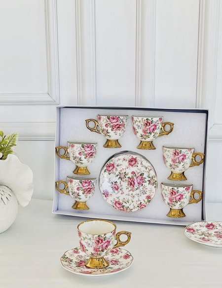 طقم 6 فنجان قهوة كعب مورد