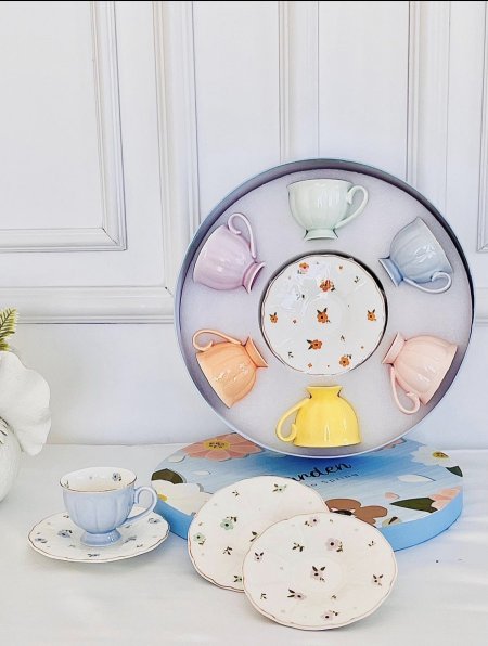 طقم 6 فنجان قهوة ملون