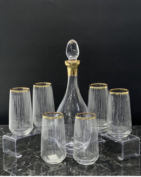 شاف شراب + 6 كاسات كريستال ميرانو