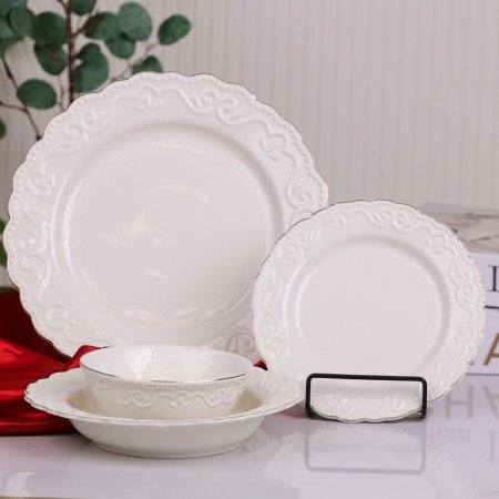 طقم صحون سفرة 24 قطعه اطار مذهب