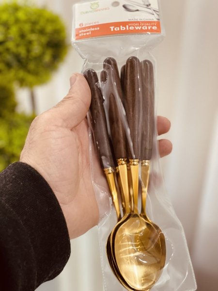 طقم 12 معالق يد خشب