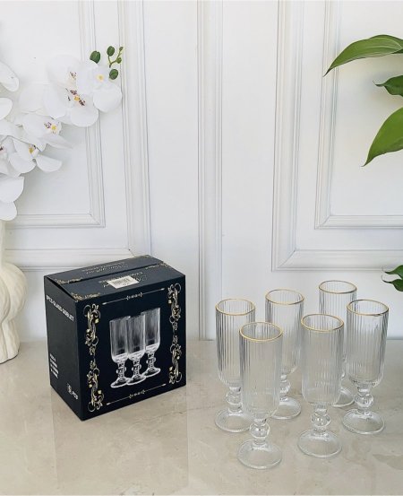 طقم 6 كاسات شراب مذهب