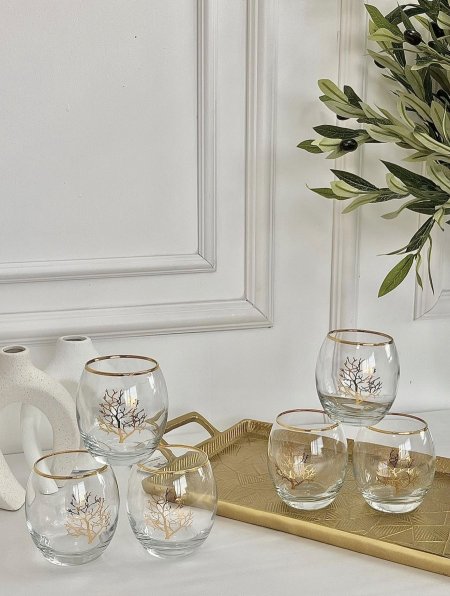 طقم 6 كاسات شراب شجرة