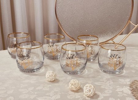 طقم 6 كاسات شراب شجرة