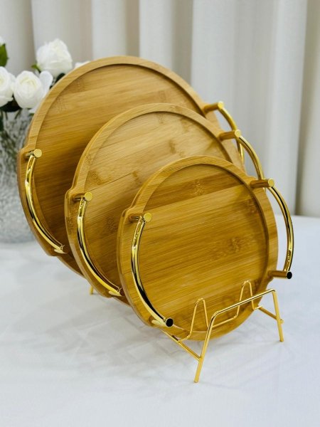طقم صواني خشب 3 قطع