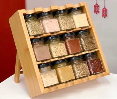طقم 12 علب + رف بهارات