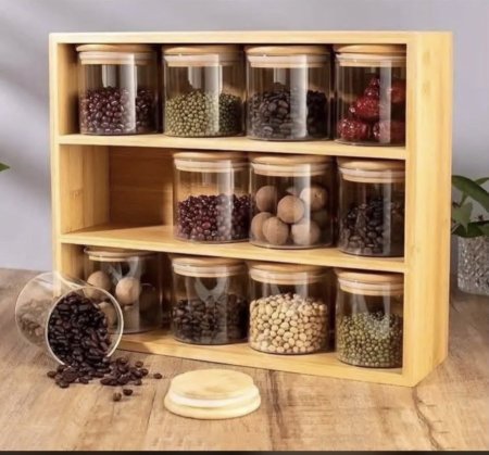 طقم 12 علب بهارات + رف