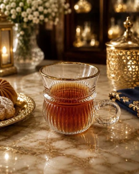 طقم 12 الكاسة شاي اطار مذهب