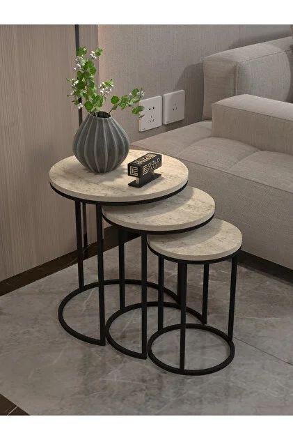 طقم 3 سكملات خشب ومعدن