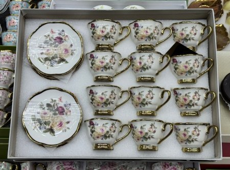 طقم 12 الفنجان قهوة ورد