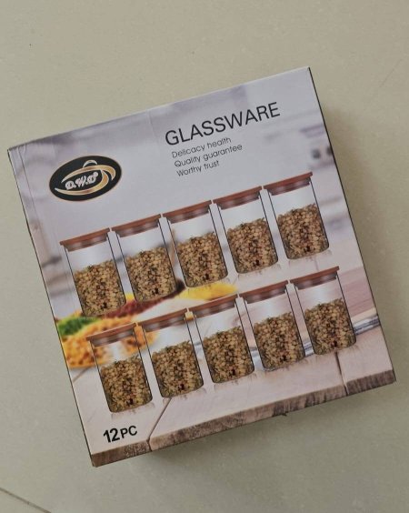 طقم 12 المرتبان + لاصق بهارات + قلم