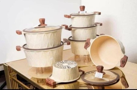 طقم طناجر 6 قطع الاصلي لون بيج