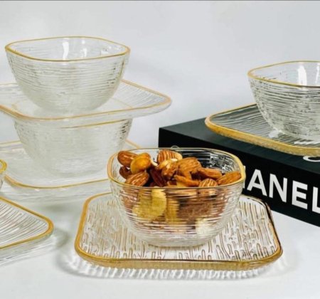 طقم 12 الصحن مكسرات مذهب